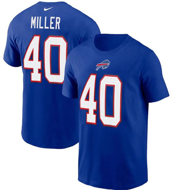 Men's Blue Buffalo Bills #40 Von Miller 2022 Name & Number T-Shirt